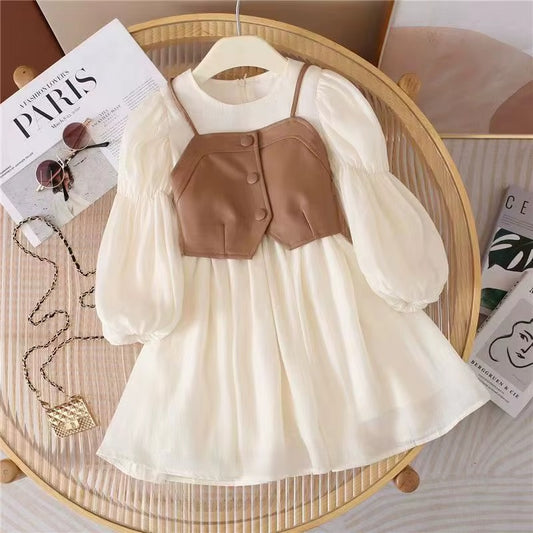 Children's Dress + Beige Vest