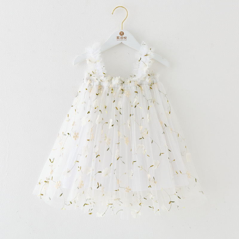 Children's Dress Tulle Flowers and Butterflies