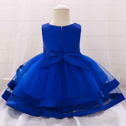 Children's Party Dress Tulle Bow and Pearls