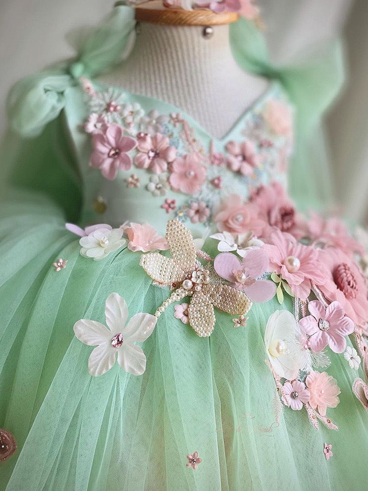 Enchanted Garden Green Children's Party Dress