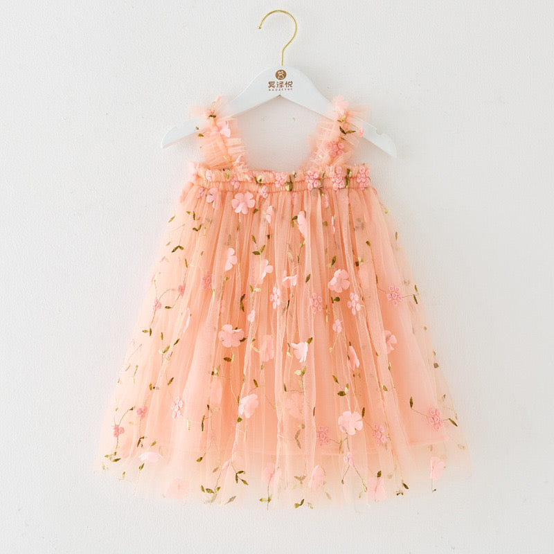 Children's Dress Tulle Flowers and Butterflies