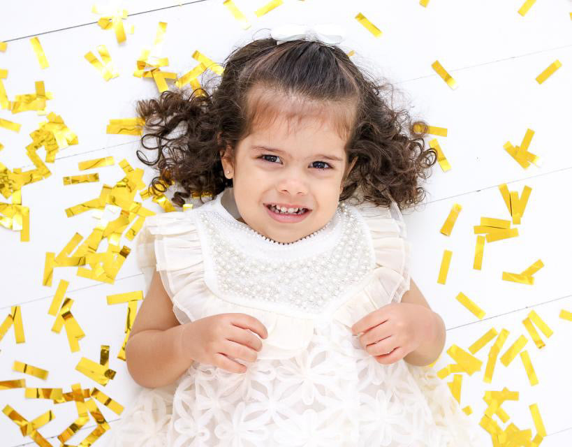 Children's Dress Flowers and Collar Pearls