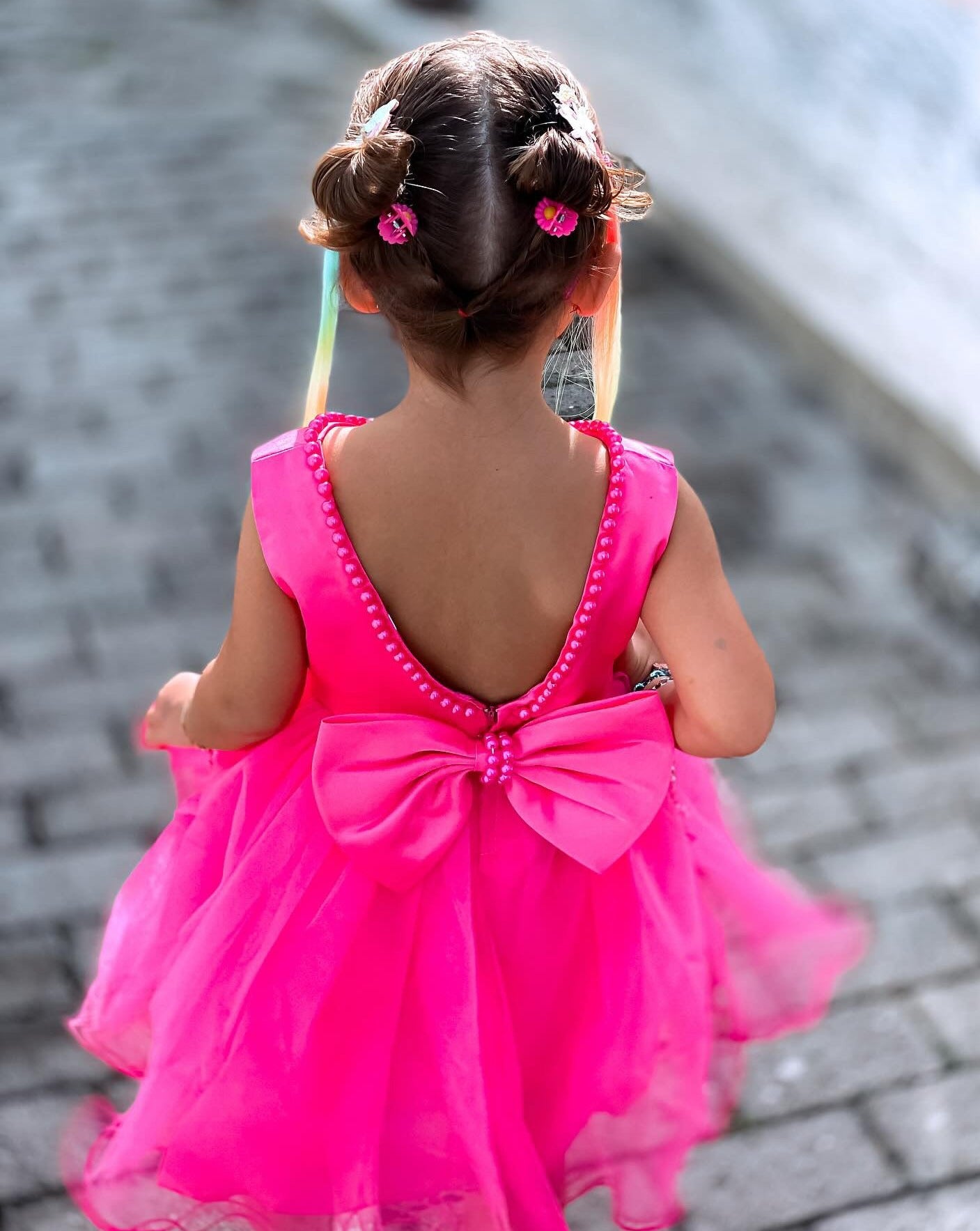 Children's Pink Bow Party Dress