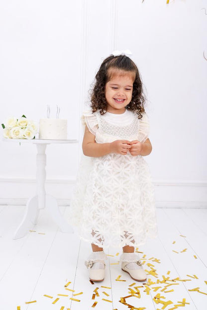 Children's Dress Flowers and Collar Pearls