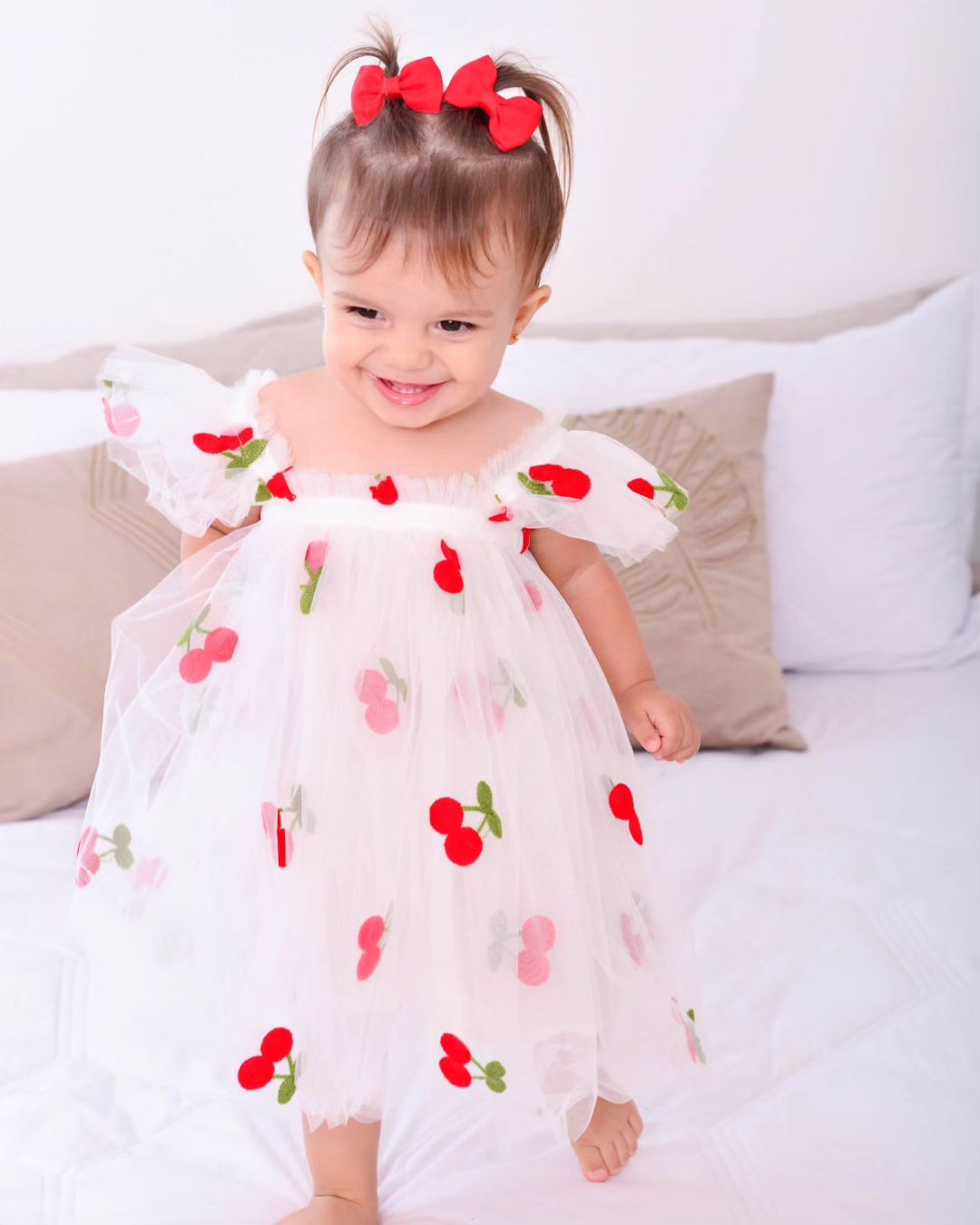 Children's Tulle Dress Cherries