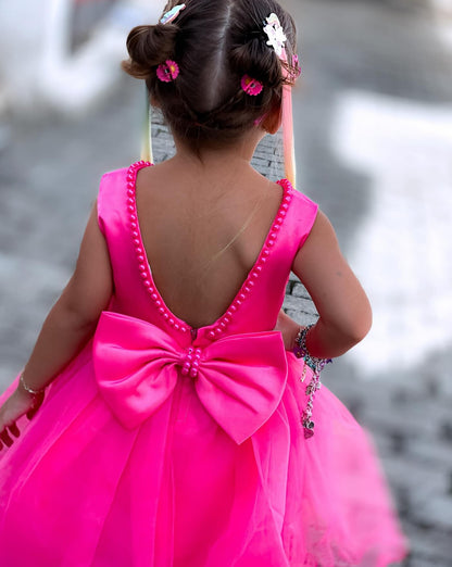 Children's Pink Bow Party Dress