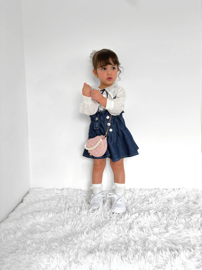 Children's Set Lace Collar Shirt + Jeans