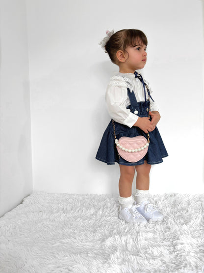 Children's Set Lace Collar Shirt + Jeans