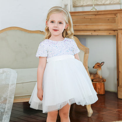 Children's Party Dress with glitter and tulle skirt