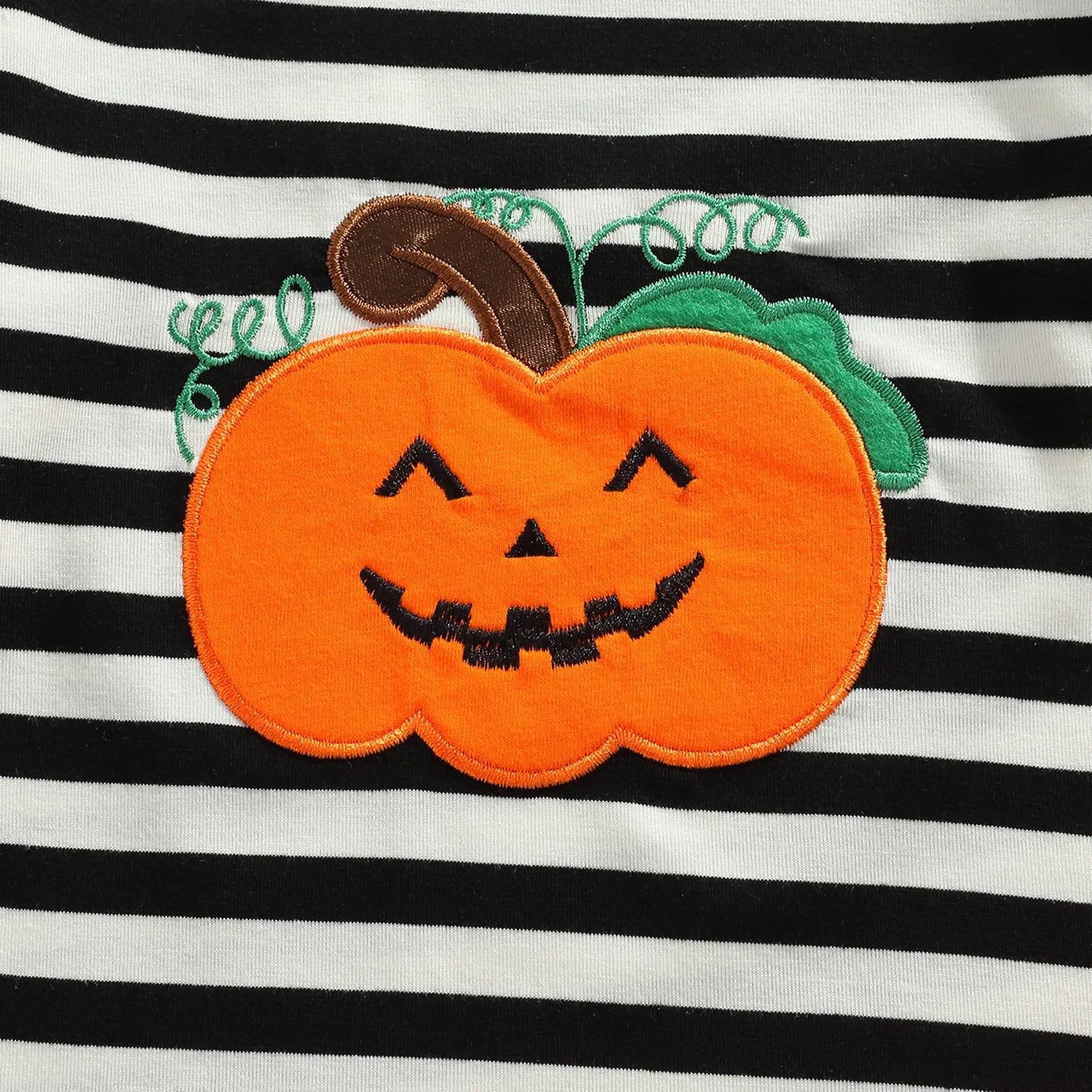 Halloween , Stripe Long Sleeves T-Shirt + Cartoon Print Suspenders Skirt + Headband for Girls