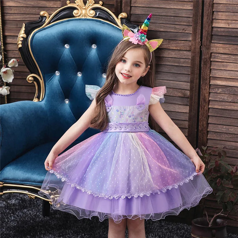 Children's Party Dress + Unicorn Tiara