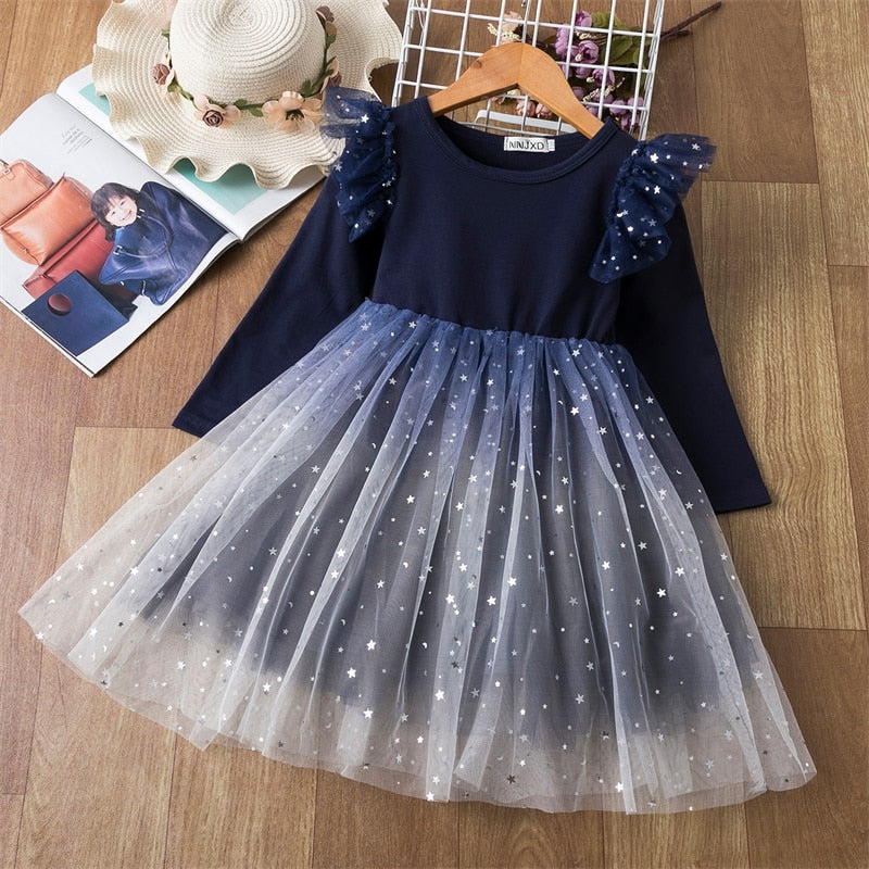 Children's dress with tulle skirt and glitter