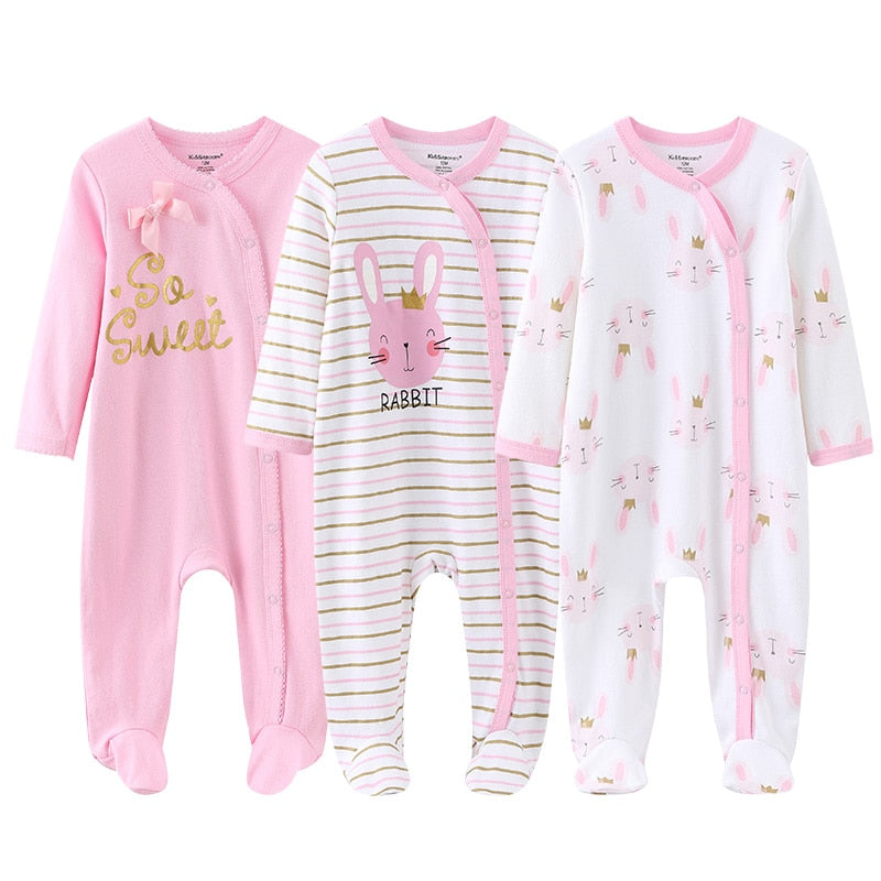 Kit 3 Printed Baby Girl Jumpsuit