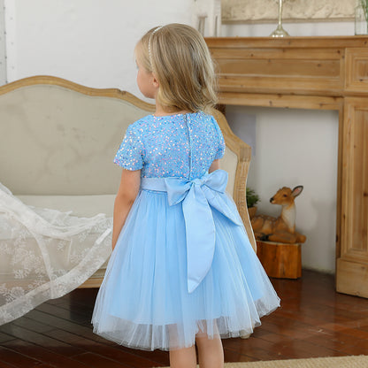 Children's Party Dress with glitter and tulle skirt