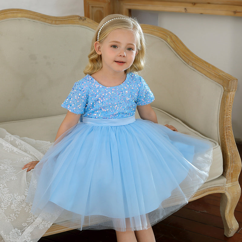 Children's Party Dress with glitter and tulle skirt