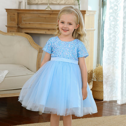 Children's Party Dress with glitter and tulle skirt