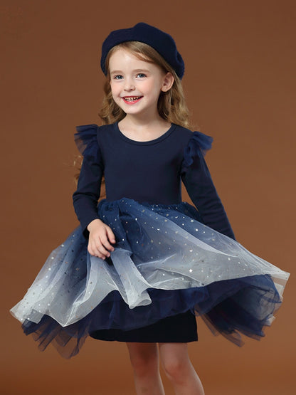 Children's dress with tulle skirt and glitter