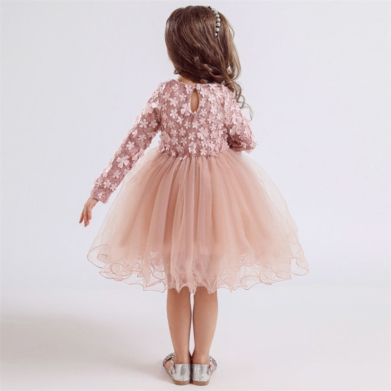 Children's Flower Design Princess Dress