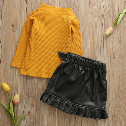 Children's set with skirt and yellow blouse