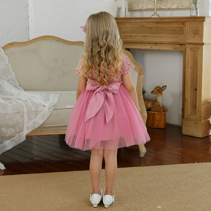 Children's Party Dress with glitter and tulle skirt