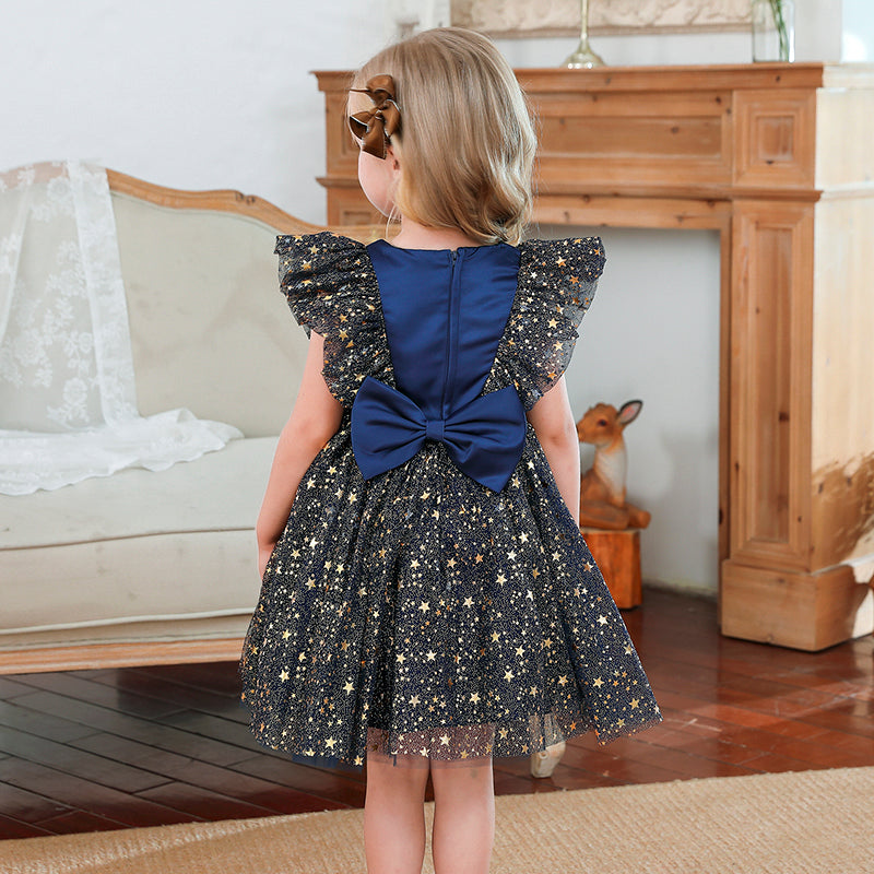 Children's party dress with tulle and stars