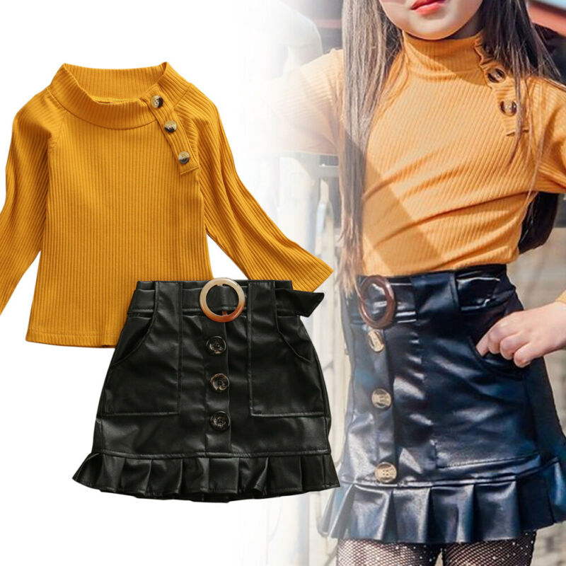 Children's set with skirt and yellow blouse