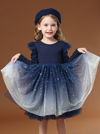 Children's dress with tulle skirt and glitter