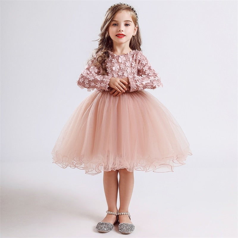 Children's Flower Design Princess Dress