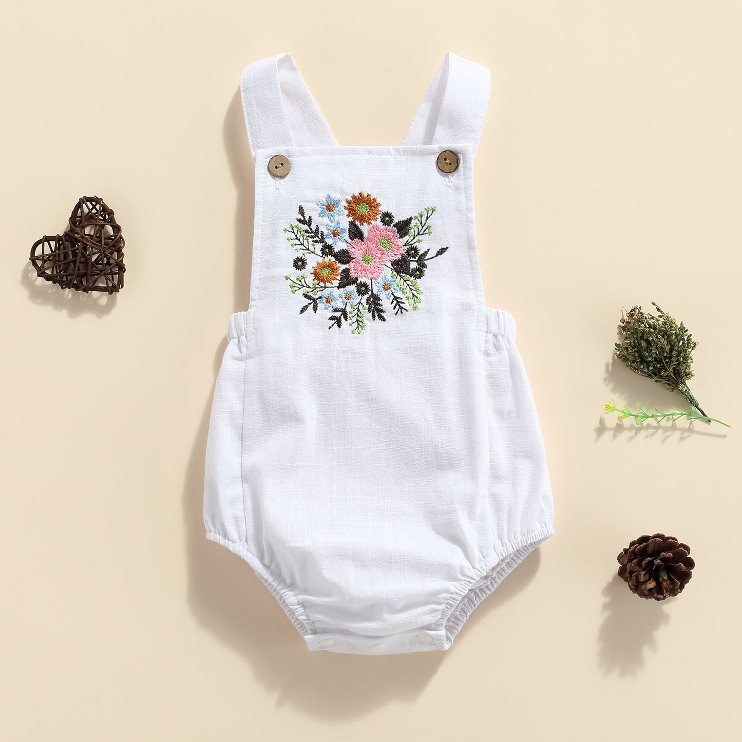 Flower Embroidered Children's Bodysuit