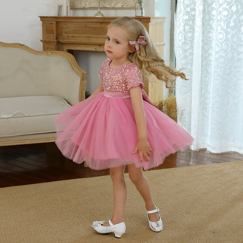 Children's Party Dress with glitter and tulle skirt