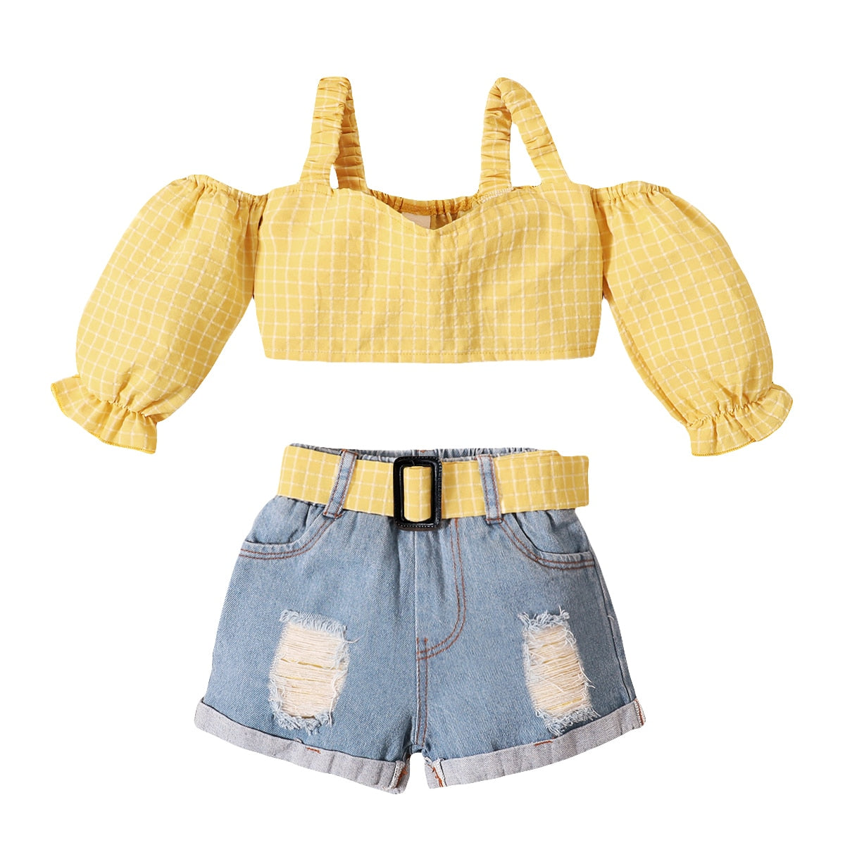 Children's set yellow top with shorts