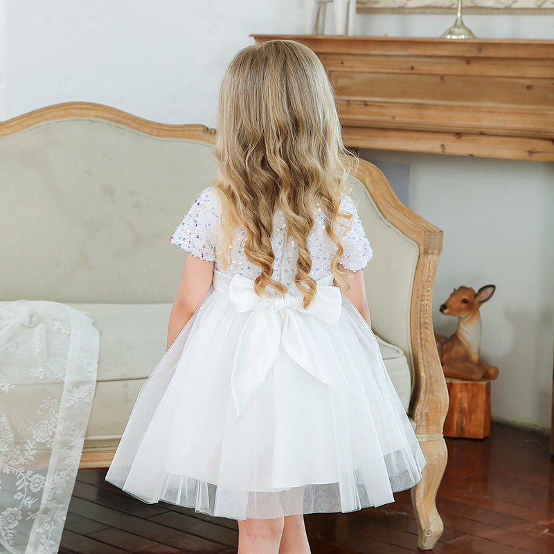 Children's Party Dress with glitter and tulle skirt