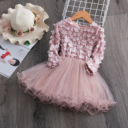 Children's Flower Design Princess Dress