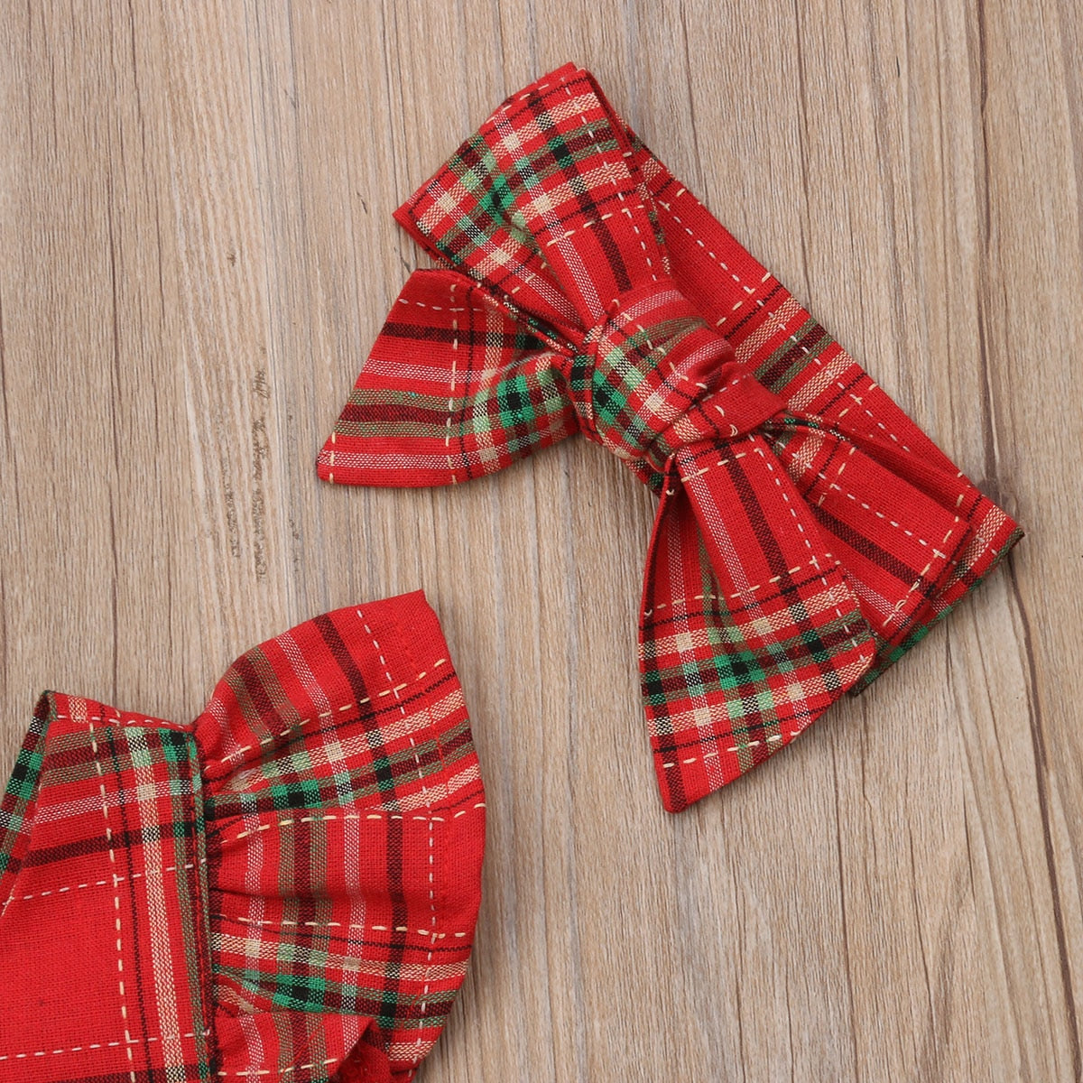 Children's red plaid bodysuit + headband