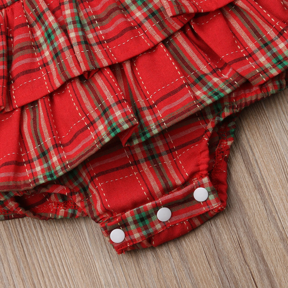 Children's red plaid bodysuit + headband