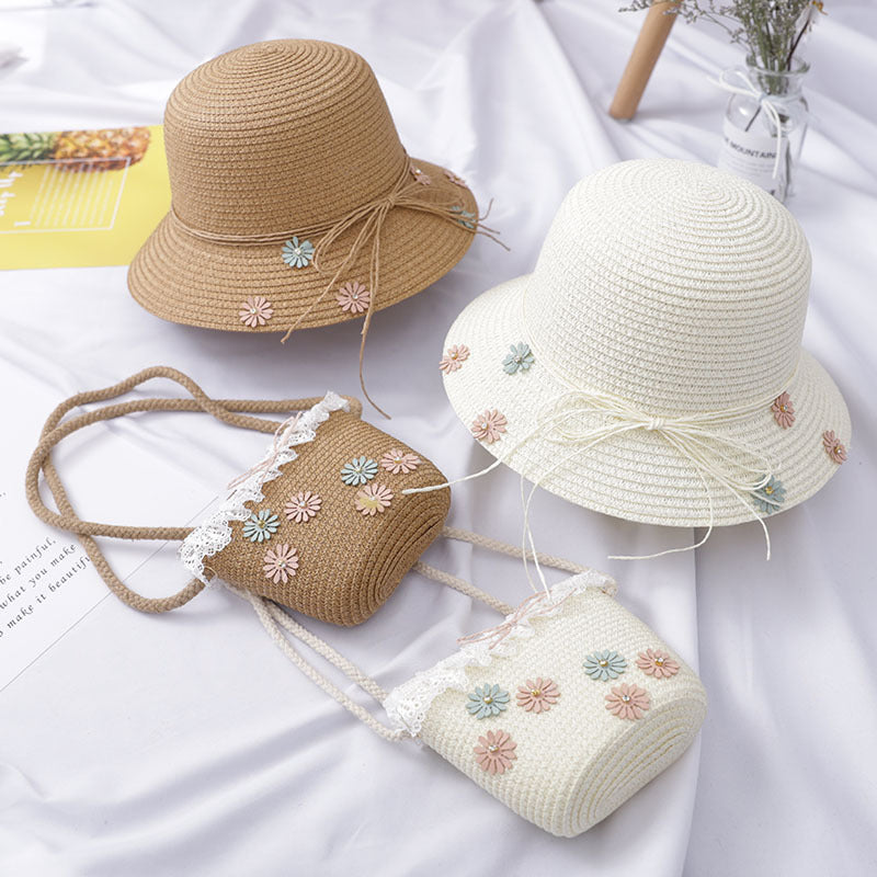 Hat + Children's bag with flowers