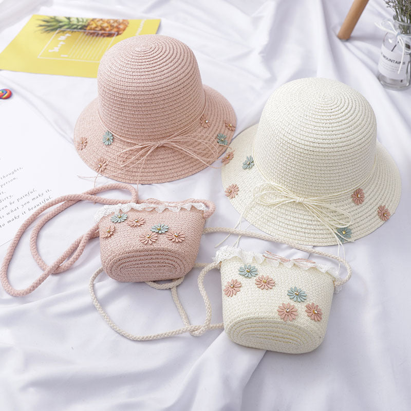 Hat + Children's bag with flowers