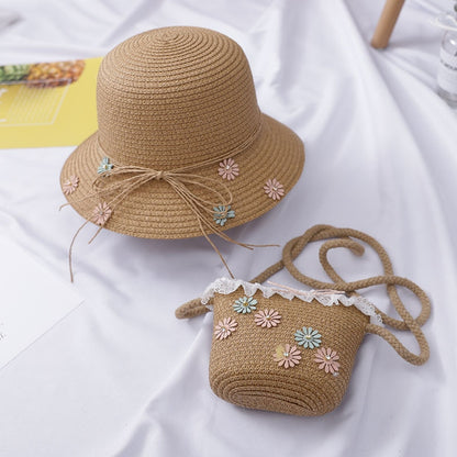 Hat + Children's bag with flowers