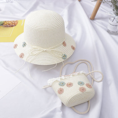 Hat + Children's bag with flowers