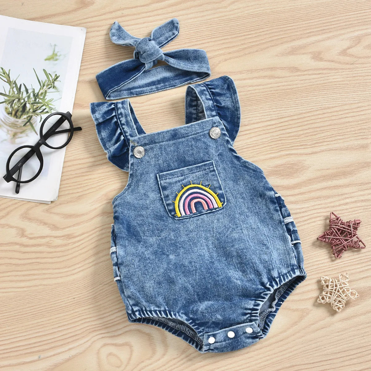 Infant Jeans Female Rainbow Bodysuit