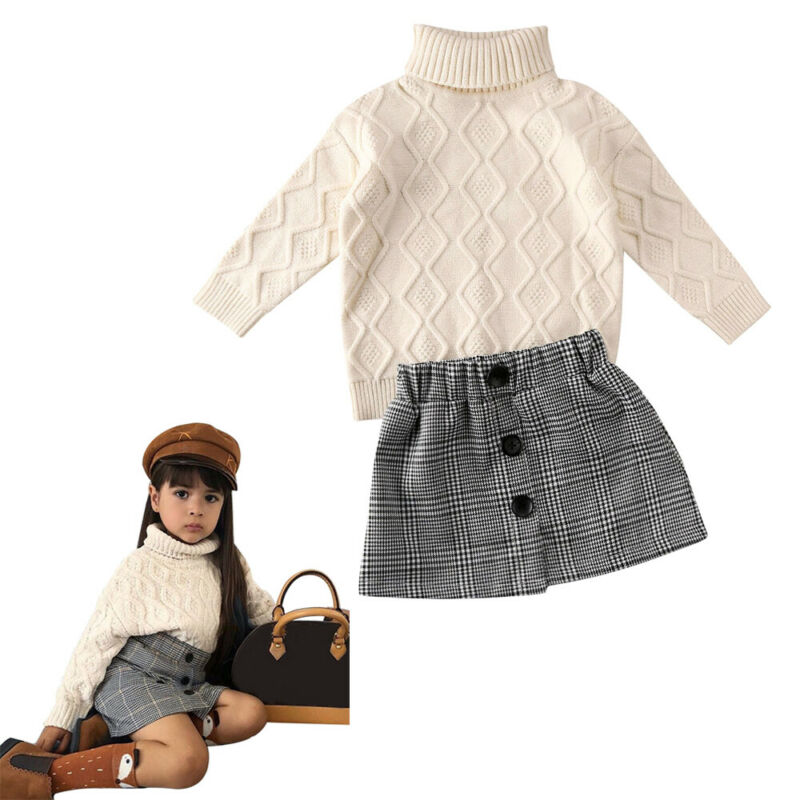 Children's 2-piece set with plaid skirt