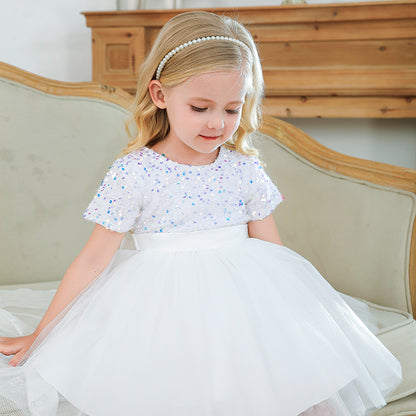 Children's Party Dress with glitter and tulle skirt