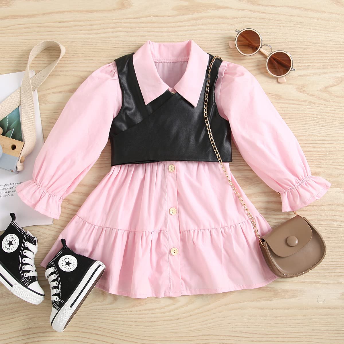 Pink children's dress with top