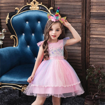 Children's Party Dress + Unicorn Tiara