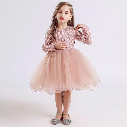 Children's Flower Design Princess Dress