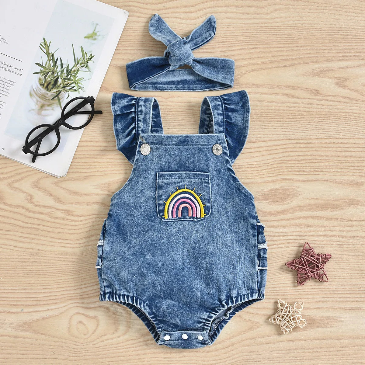 Infant Jeans Female Rainbow Bodysuit