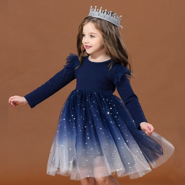 Children's dress with tulle skirt and glitter