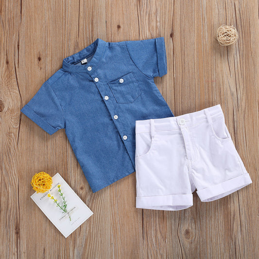 Boys short-sleeved shirt and shorts set