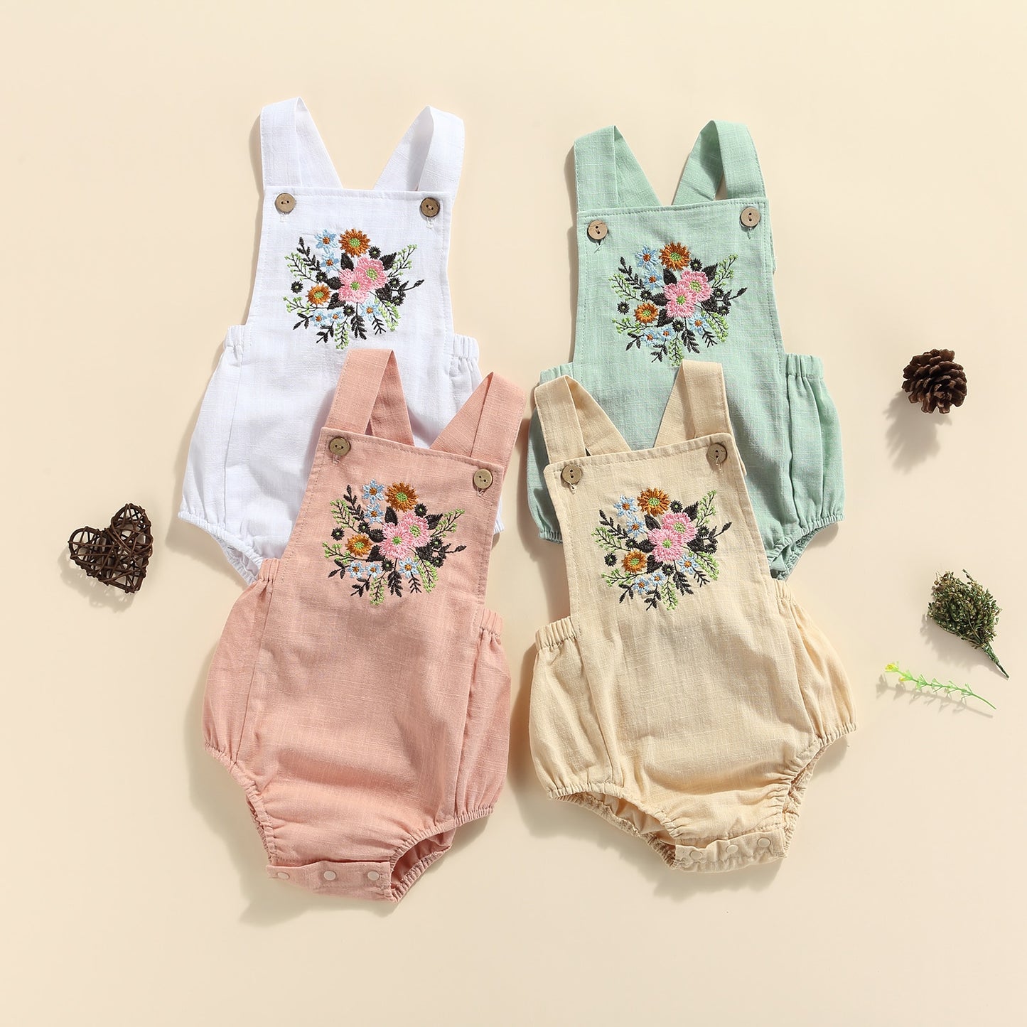 Flower Embroidered Children's Bodysuit