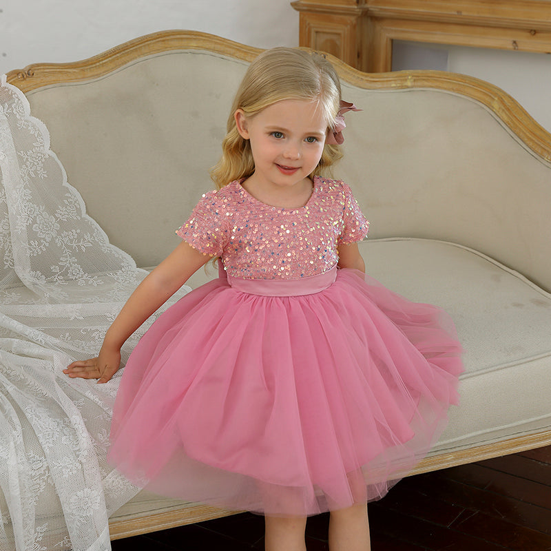 Children's Party Dress with glitter and tulle skirt